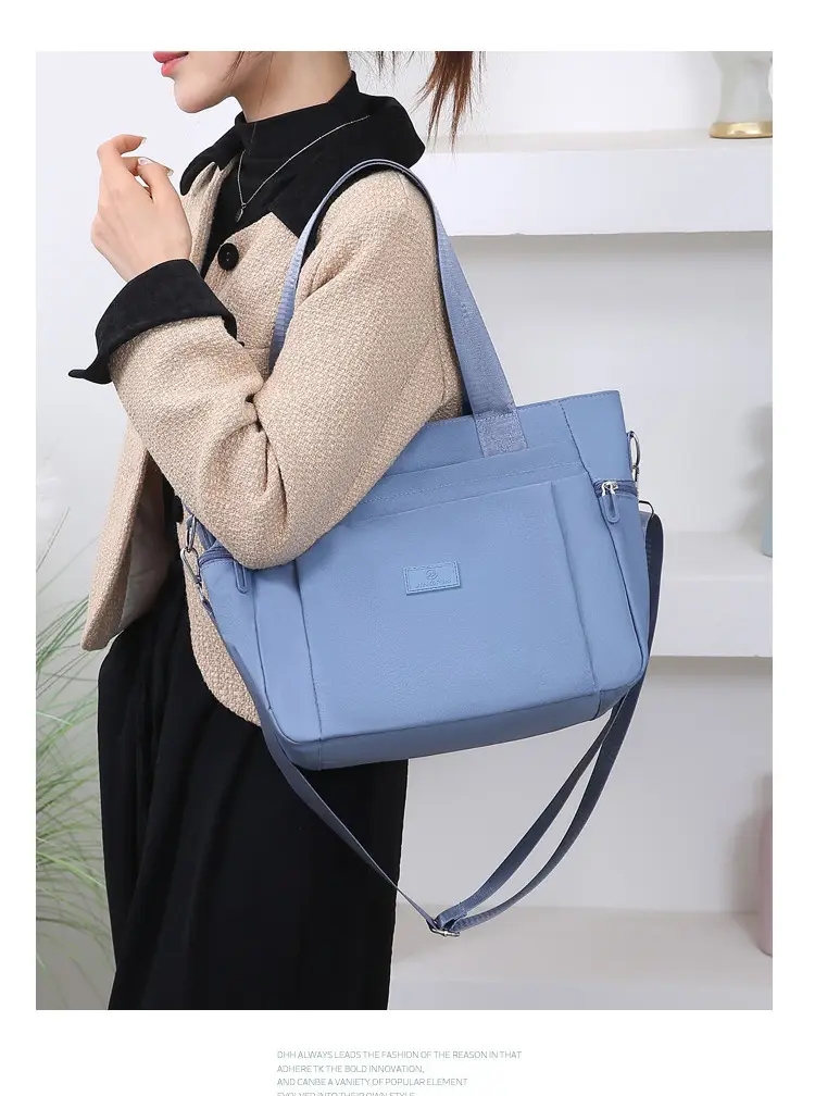 Light Blue Nylon Shoulder Bag for Women — feature 19