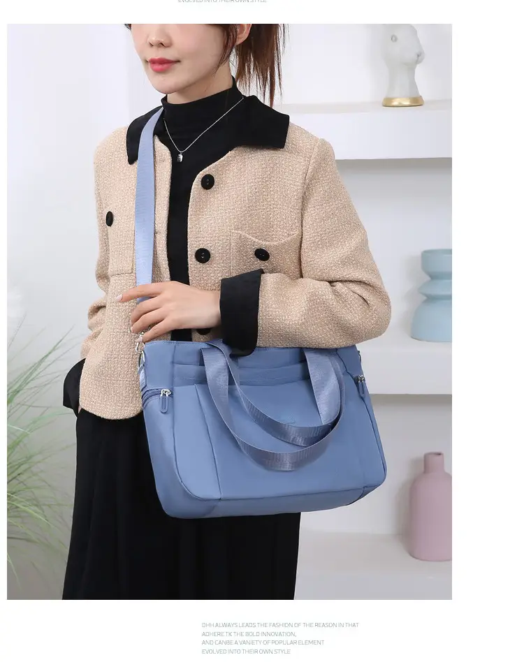 Light Blue Nylon Shoulder Bag for Women — feature 20