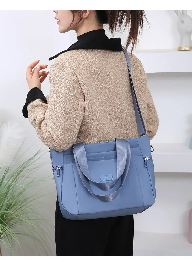 Light Blue Nylon Shoulder Bag for Women — feature 21