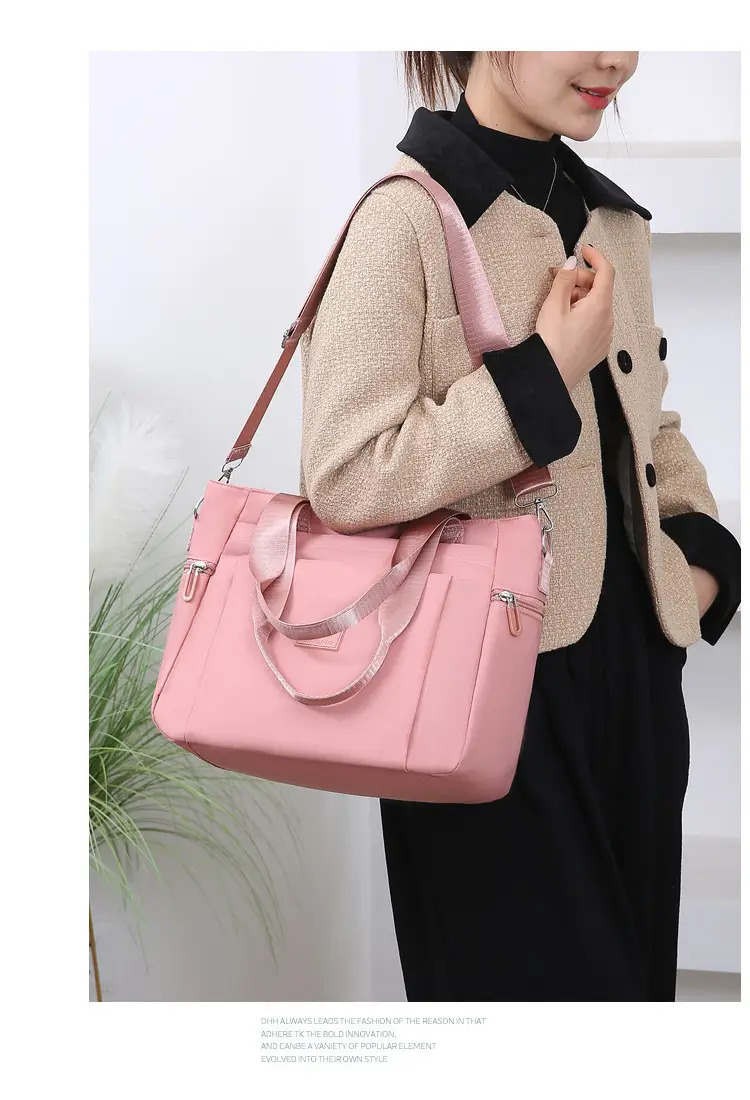 Light Blue Nylon Shoulder Bag for Women — feature 24