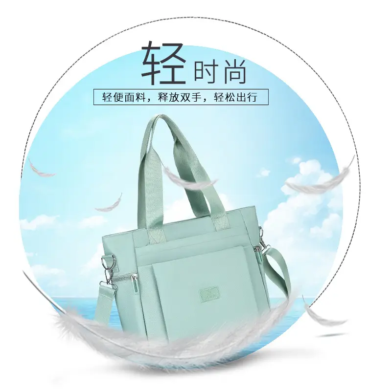 Light Blue Nylon Shoulder Bag for Women — feature 4