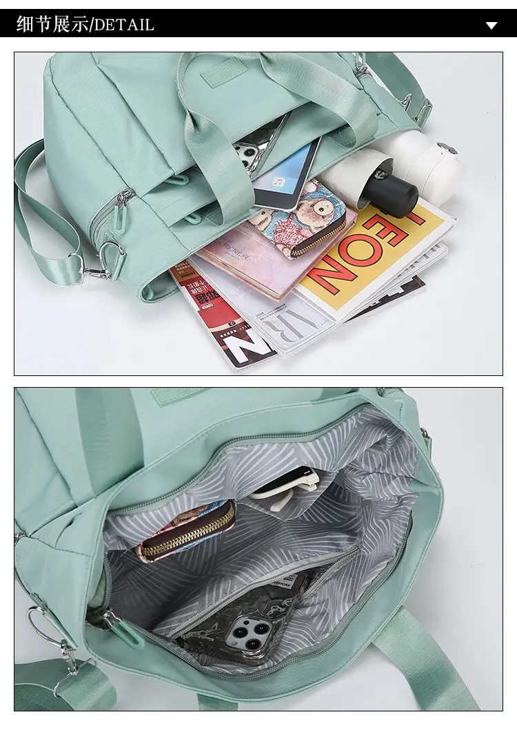 Light Blue Nylon Shoulder Bag for Women — feature 40