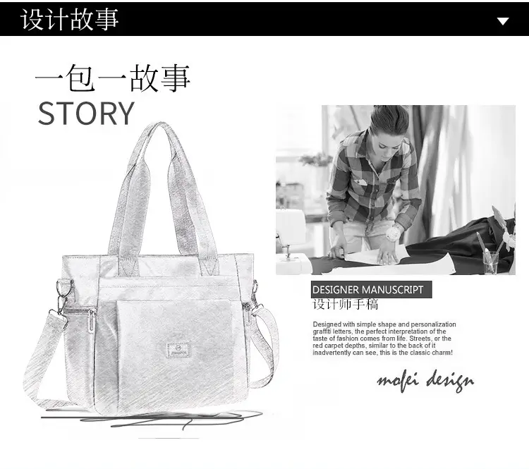Light Blue Nylon Shoulder Bag for Women — feature 8