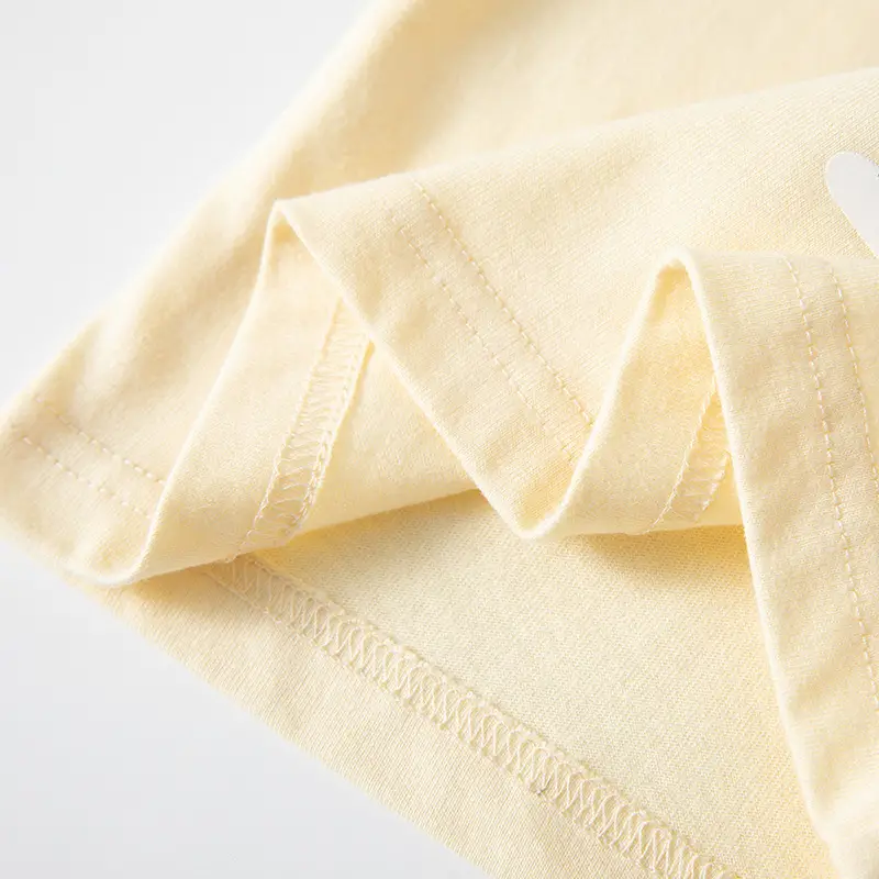 Children Cotton Long Sleeve T-Shirt Beige Spring Neck Top - Image 4