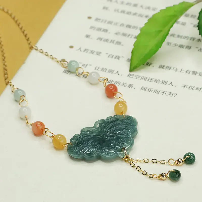Blue Water Butterfly Jade Necklace for Women - Image 4