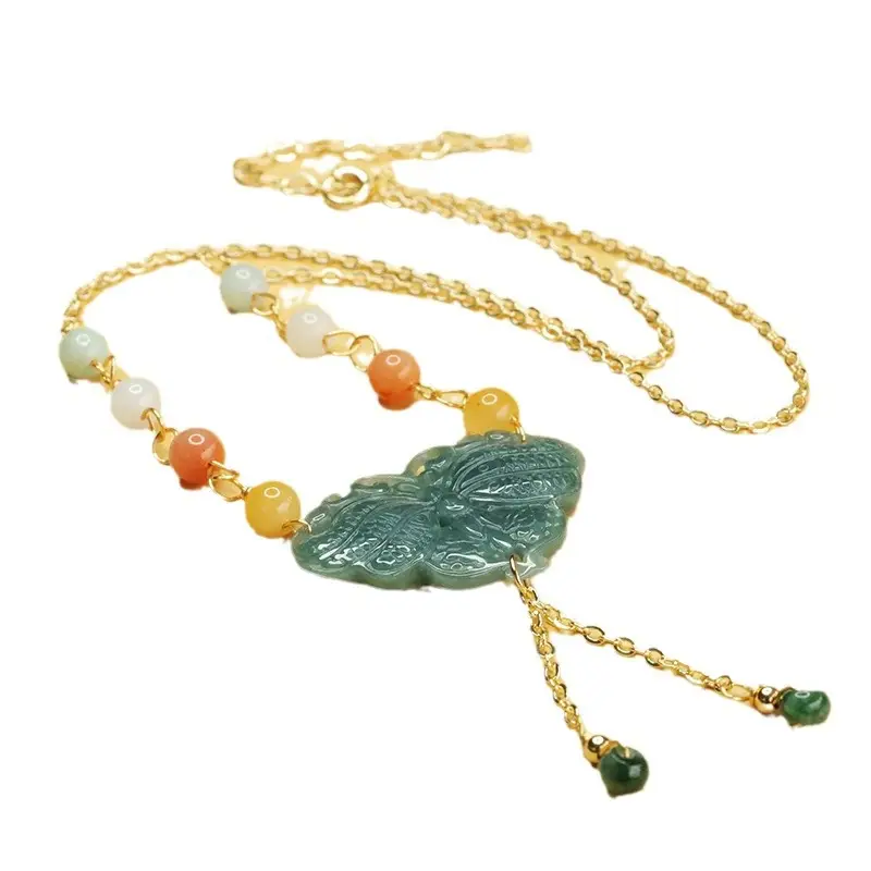 Blue Water Butterfly Jade Necklace for Women - Image 5