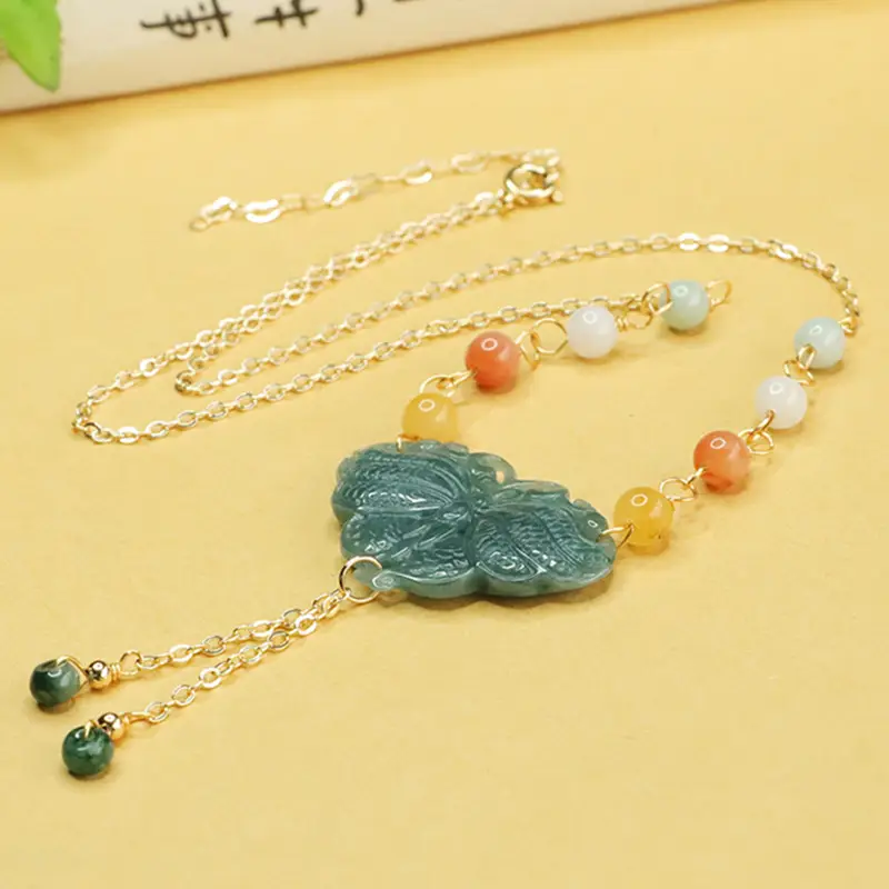 Blue Water Butterfly Jade Necklace for Women — feature 8
