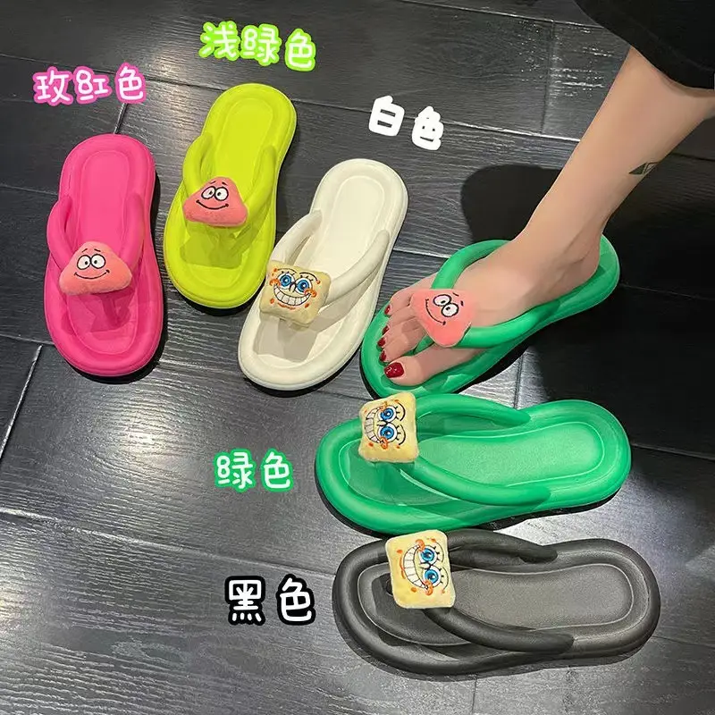 Spongebob Squarepants Feeling Thick Bottom Slippers Women's Outfit Summer Flip-flops Casual slippers Flip-flops Sandals - Image 7