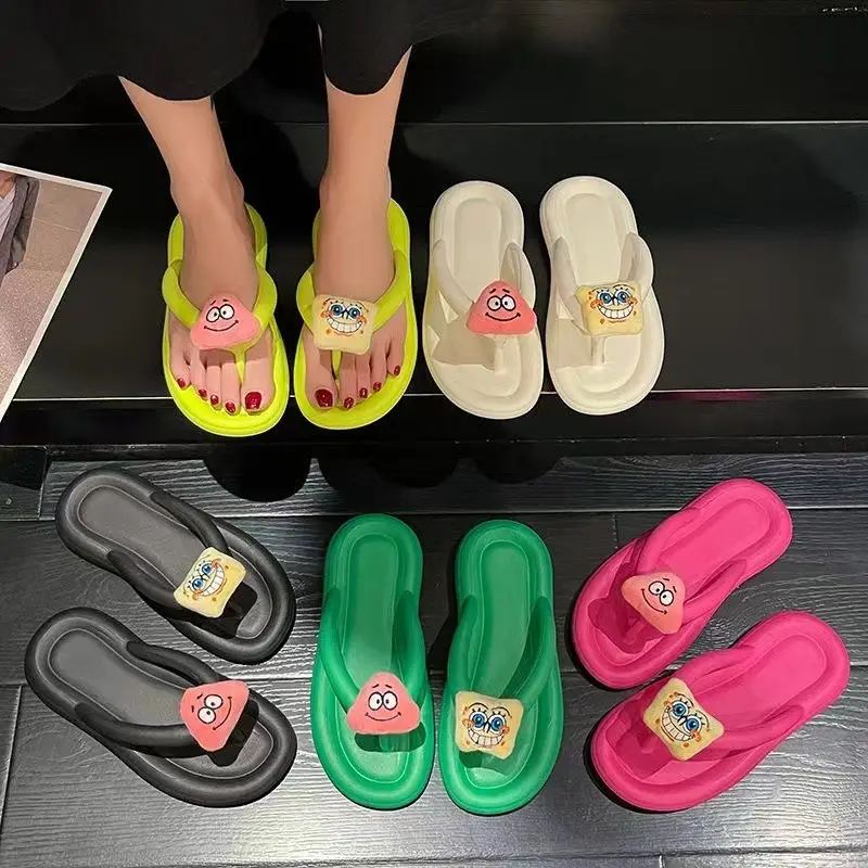Spongebob Squarepants Feeling Thick Bottom Slippers Women's Outfit Summer Flip-flops Casual slippers Flip-flops Sandals - Image 8