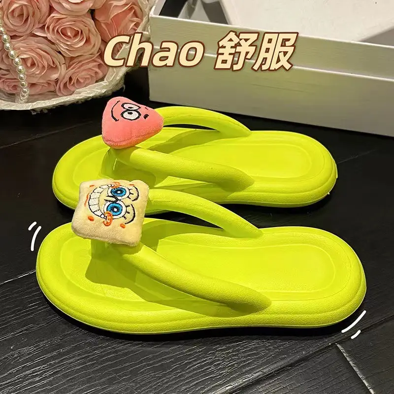 Spongebob Squarepants Feeling Thick Bottom Slippers Women's Outfit Summer Flip-flops Casual slippers Flip-flops Sandals - Image 9