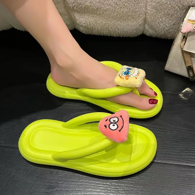 Spongebob Squarepants Feeling Thick Bottom Slippers Women's Outfit Summer Flip-flops Casual slippers Flip-flops Sandals - Image 3