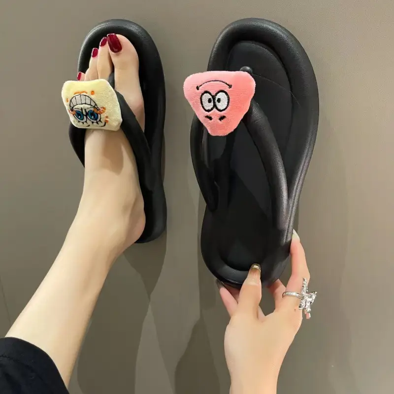 Spongebob Squarepants Feeling Thick Bottom Slippers Women's Outfit Summer Flip-flops Casual slippers Flip-flops Sandals - Image 4