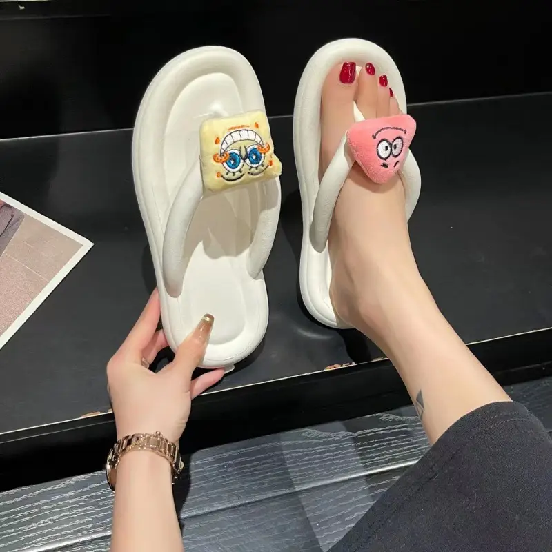 Spongebob Squarepants Feeling Thick Bottom Slippers Women's Outfit Summer Flip-flops Casual slippers Flip-flops Sandals - Image 5