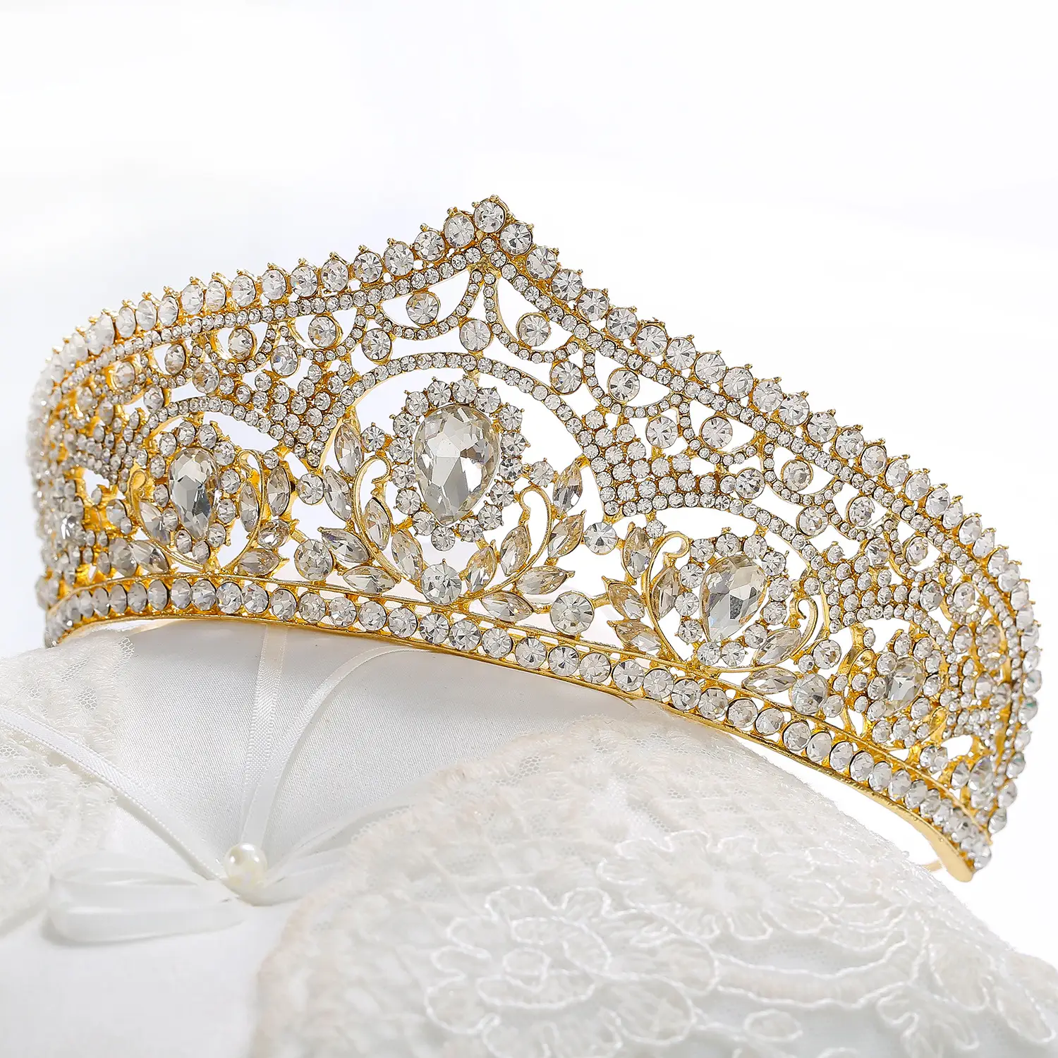 Women's European Bridal Crown Headdress with Crystal Embellishment — feature 7