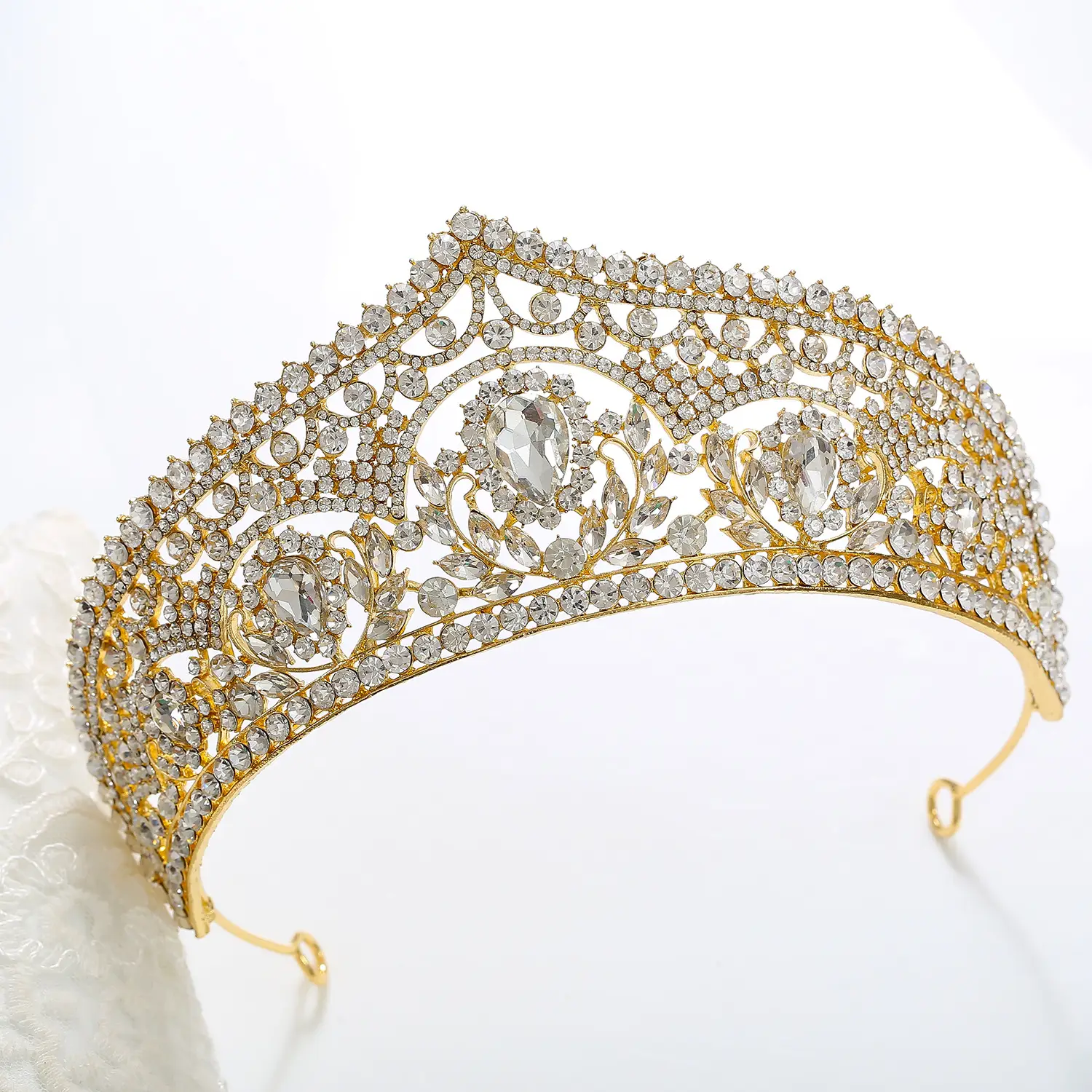 Women's European Bridal Crown Headdress with Crystal Embellishment — feature 9