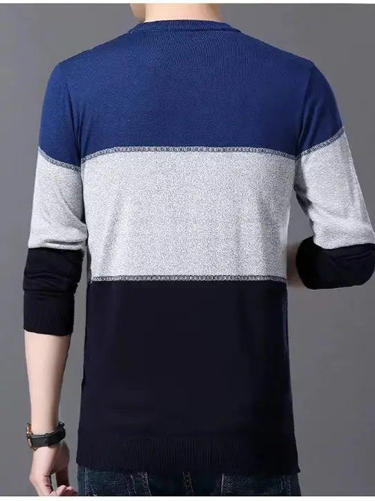 Men Knitted New Pullover Sweater Blue Gray Black - Image 22