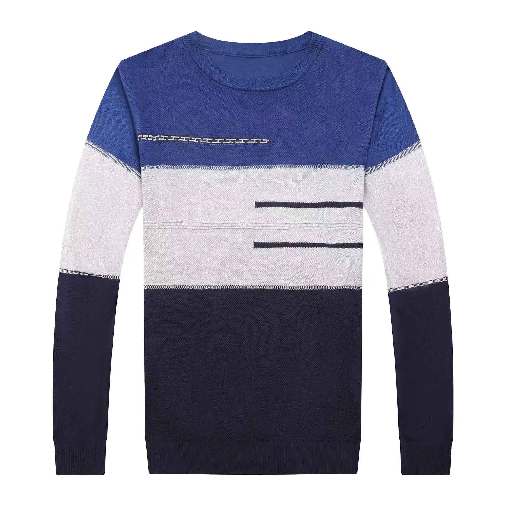 Men Knitted New Pullover Sweater Blue Gray Black — feature 18