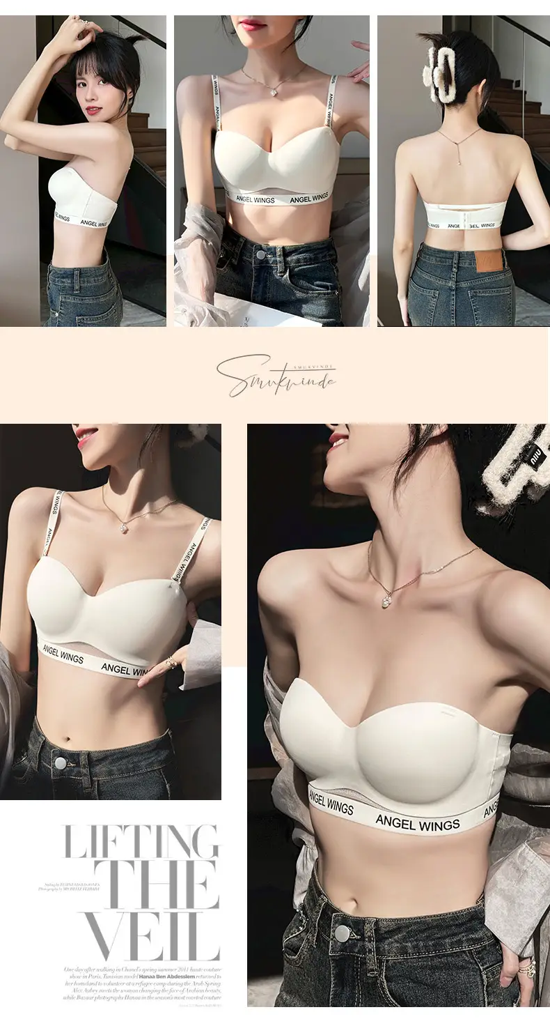 Angel Wings Non Slip Bra for Girls, Thin, No Steel Ring, 1/2 Cup — feature 18