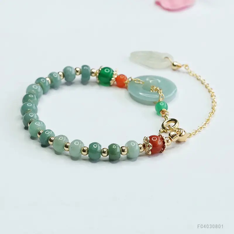 Guan Yu Jade Bead Bracelet Blue Green Ring for Women - Image 5