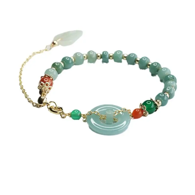 Guan Yu Jade Bead Bracelet Blue Green Ring for Women - Image 6