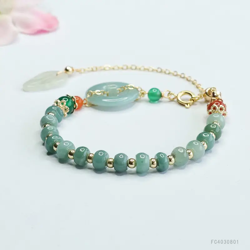Guan Yu Jade Bead Bracelet Blue Green Ring for Women — feature 7