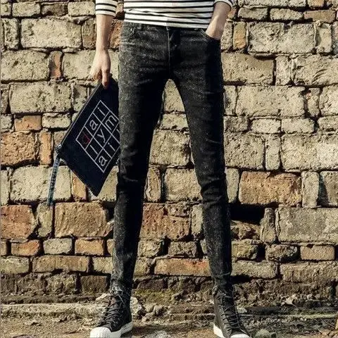 Men's White Stretch Korean Style Slim Fit Jeans — feature 9