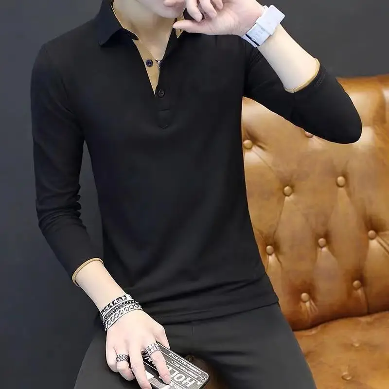 Men's White Long Sleeve Polo Shirt with Zipper Collar - Image 4