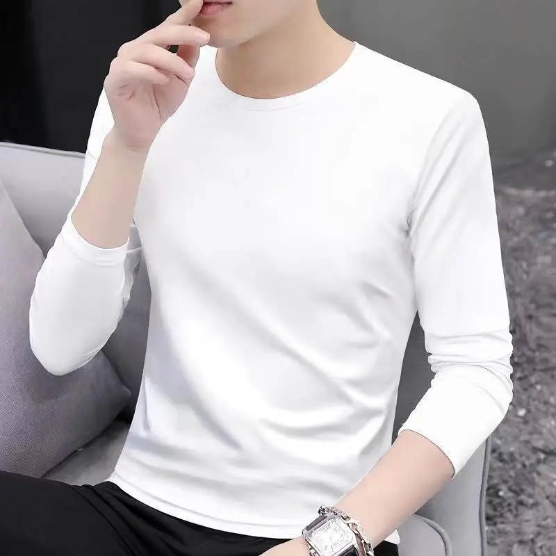 Men's White Long Sleeve Polo Shirt with Zipper Collar - Image 6