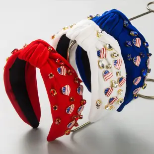 Blue Diamond Letter Headband with Pearl Embellishment — feature 9
