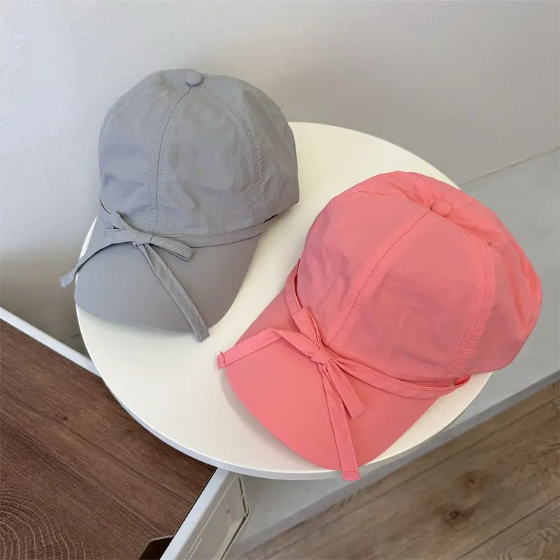 Women's Bowknot Sun Proof Cap Light Purple Navy - Image 7