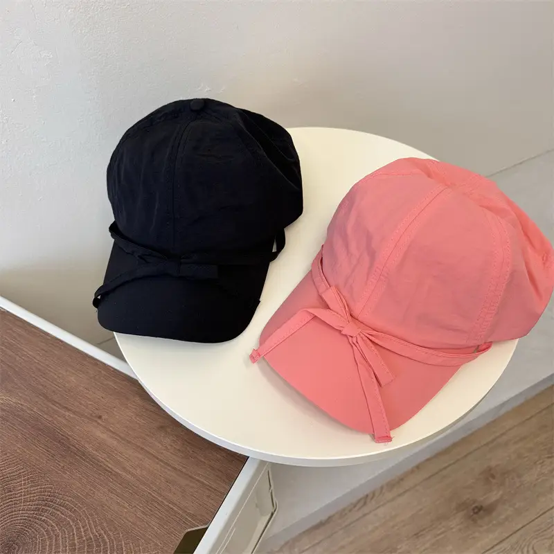 Women's Bowknot Sun Proof Cap Light Purple Navy - Image 8