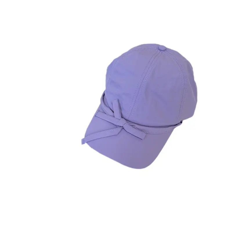 Women's Bowknot Sun Proof Cap Light Purple Navy - Image 9