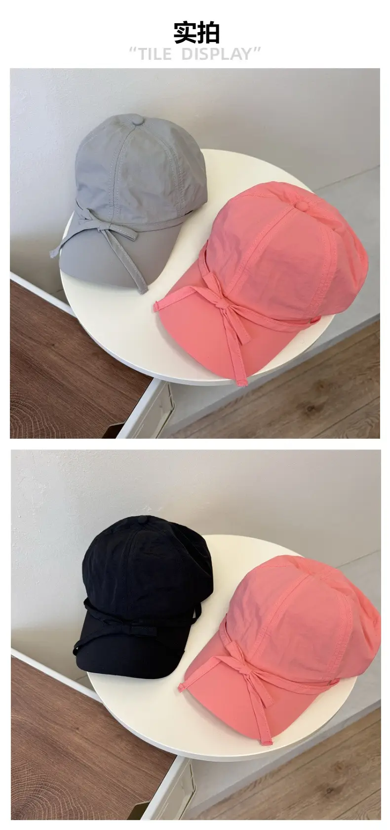Women's Bowknot Sun Proof Cap Light Purple Navy — feature 3
