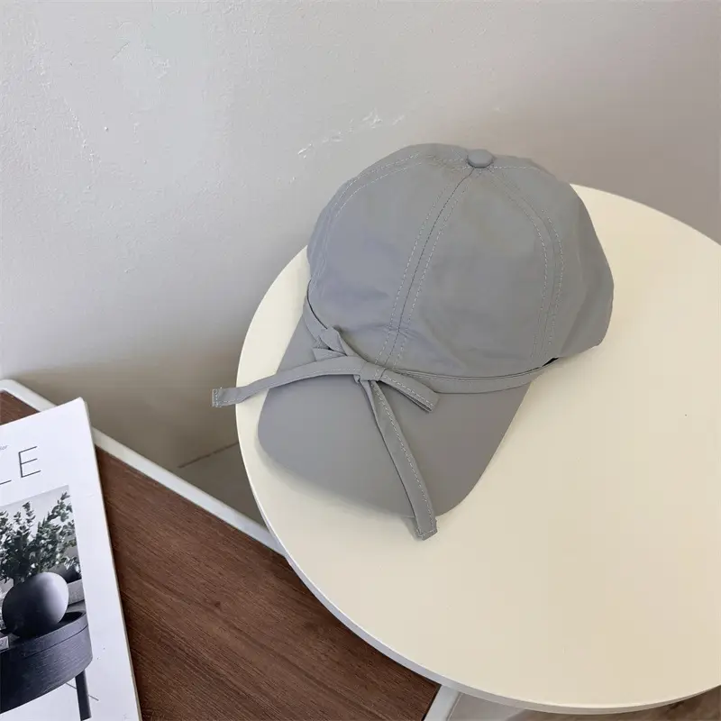 Women's Bowknot Sun Proof Cap Light Purple Navy - Image 3