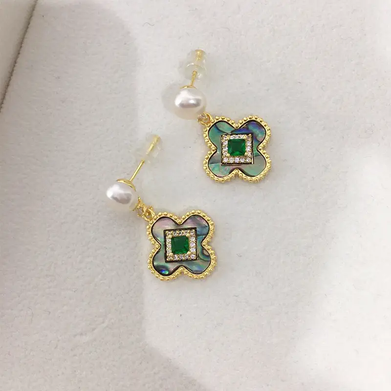 Natural Pearl Four-Leaf Clover Earrings for Women — feature 5