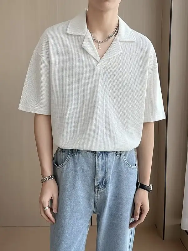 Men Black Polo Shirt Summer Cool Casual Ice Silk Short Sleeve - Image 5