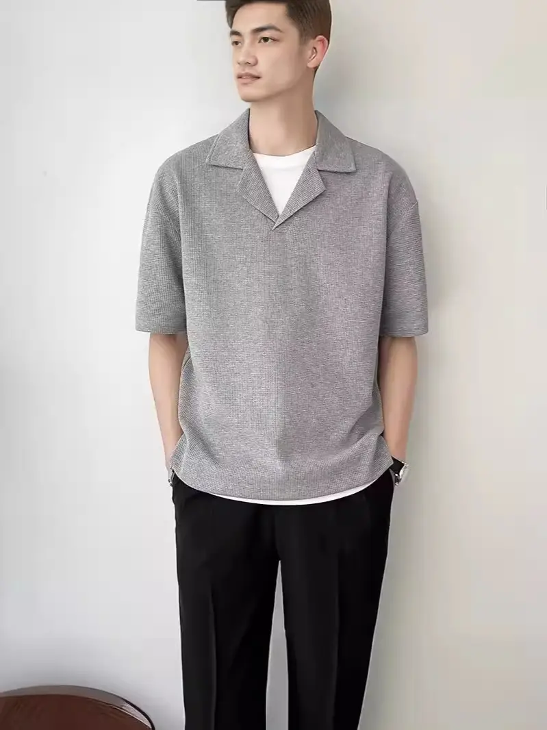 Men Black Polo Shirt Summer Cool Casual Ice Silk Short Sleeve - Image 8