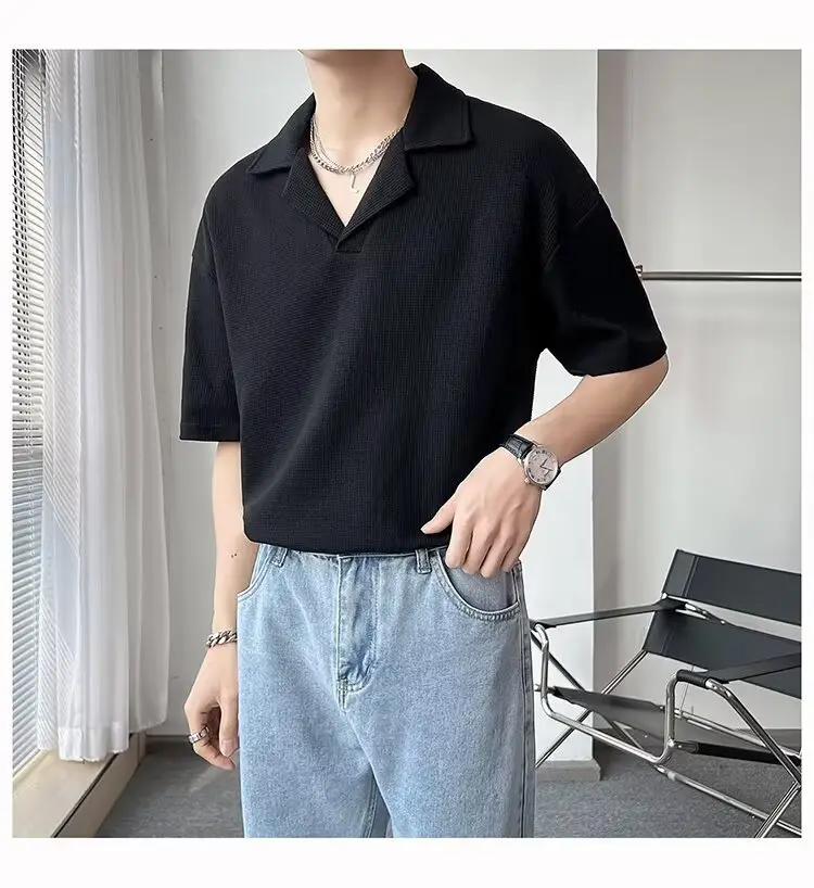 Men Black Polo Shirt Summer Cool Casual Ice Silk Short Sleeve — feature 12