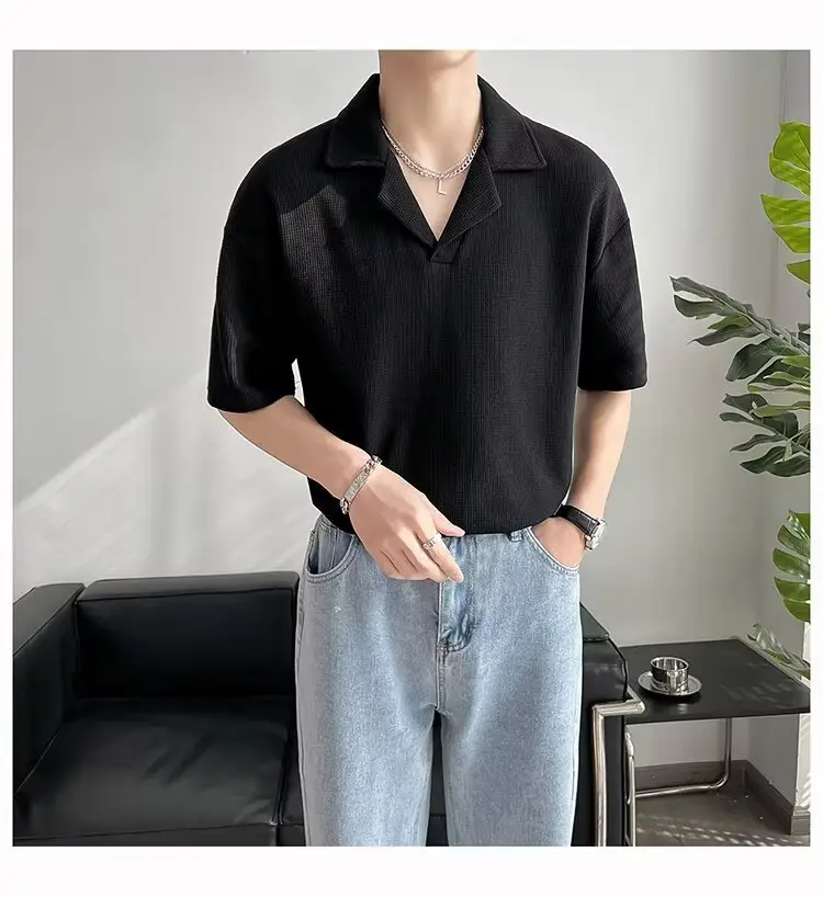 Men Black Polo Shirt Summer Cool Casual Ice Silk Short Sleeve — feature 13
