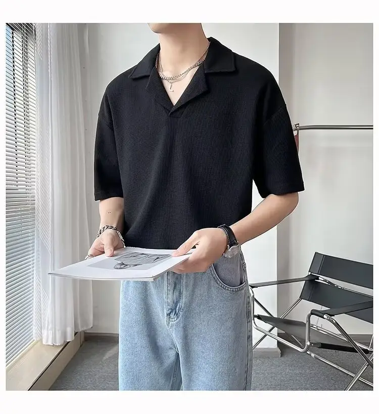 Men Black Polo Shirt Summer Cool Casual Ice Silk Short Sleeve — feature 14