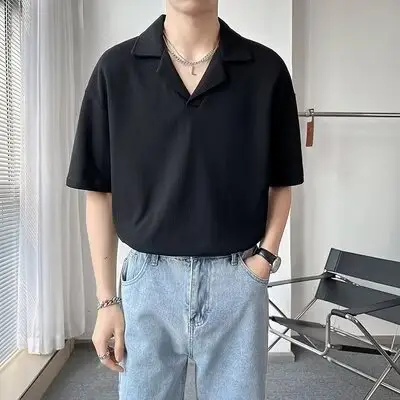 Men Black Polo Shirt Summer Cool Casual Ice Silk Short Sleeve — feature 16