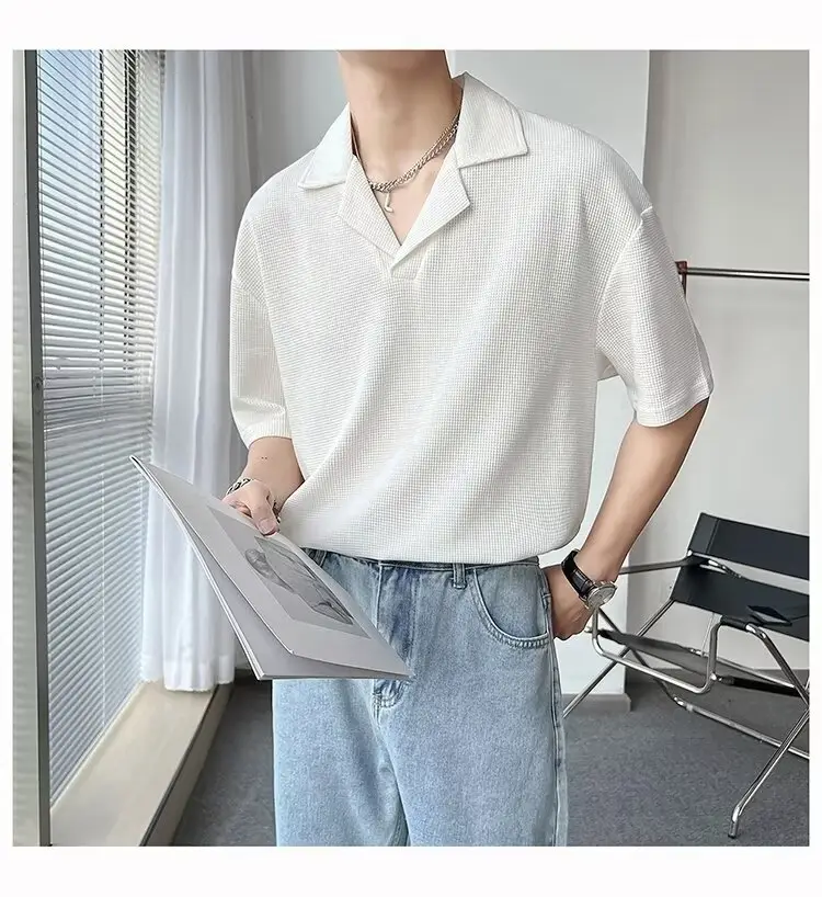 Men Black Polo Shirt Summer Cool Casual Ice Silk Short Sleeve — feature 4