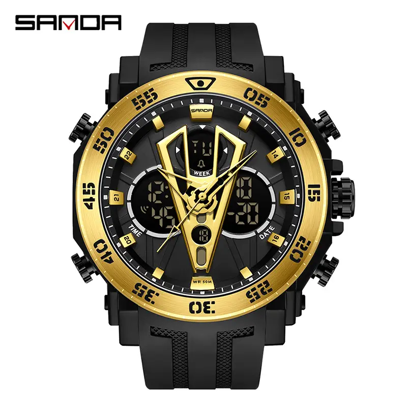 Sanda Black Digital Dual Display Watch for Men - Image 11