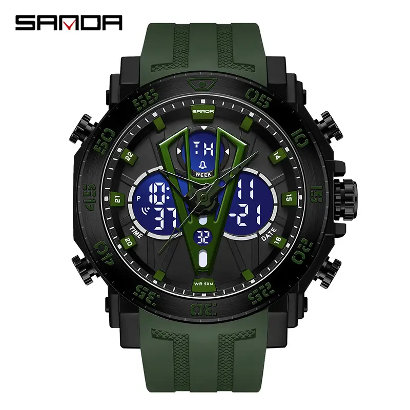 Sanda Black Digital Dual Display Watch for Men - Image 12
