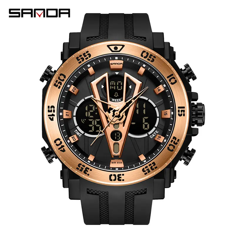 Sanda Black Digital Dual Display Watch for Men - Image 14