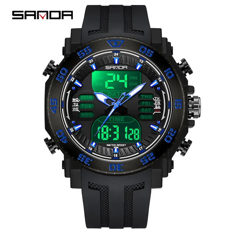 Sanda Black Digital Dual Display Watch for Men - Image 19