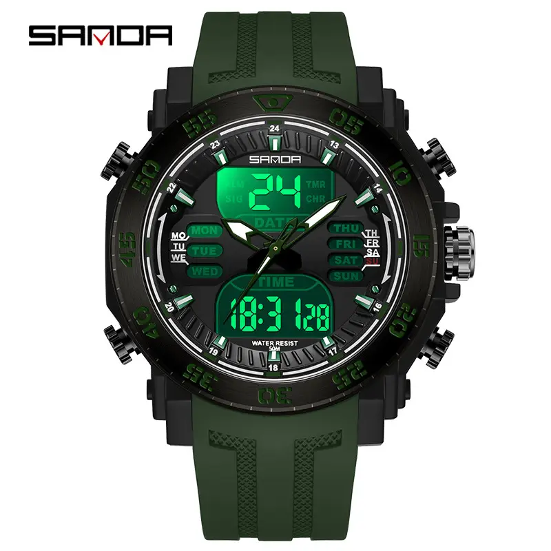 Sanda Black Digital Dual Display Watch for Men - Image 21
