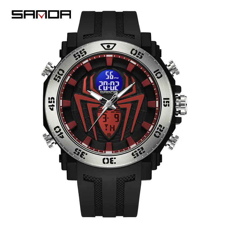 Sanda Black Digital Dual Display Watch for Men - Image 5