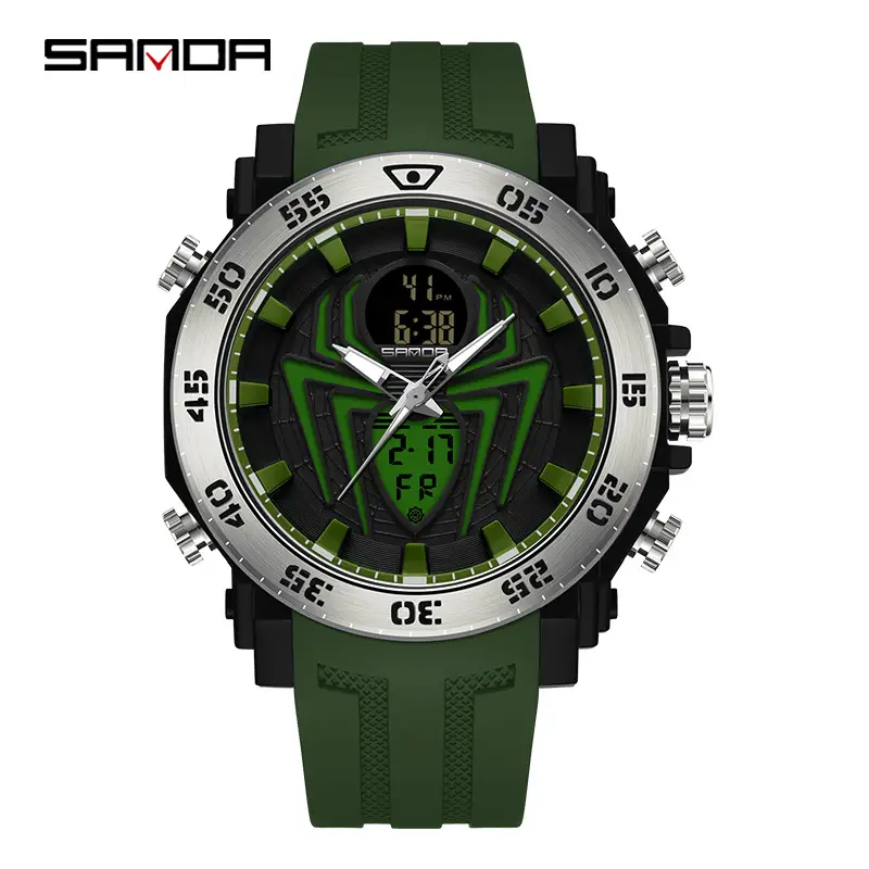 Sanda Black Digital Dual Display Watch for Men - Image 6