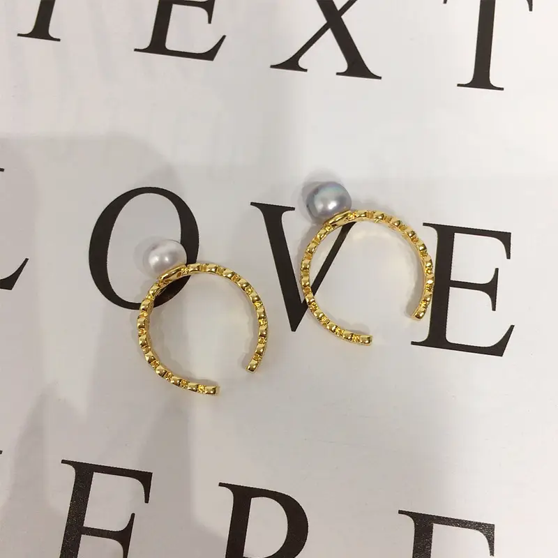 18K Gold Pearl Open Ring Bracelet for Women